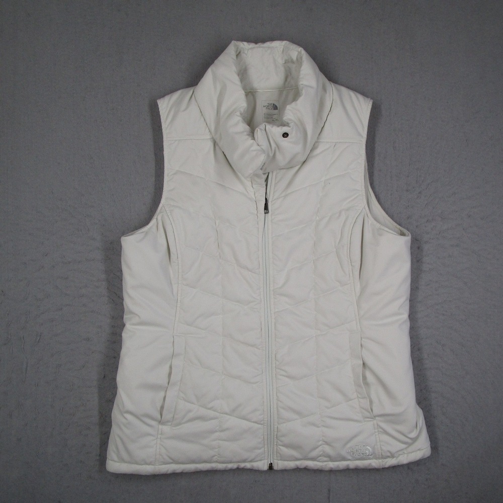 The North Face Womens Quilted Vest XL Cream White Full Zip CDW4 F15 Puffer Layer